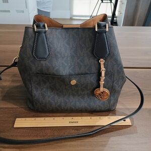 Michael Kors Black and Brown Signature Shoulder Bag